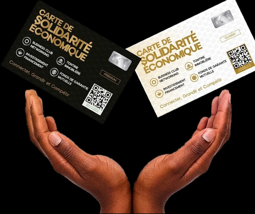 The Premium (black) and Classic (white) cards above two open hands